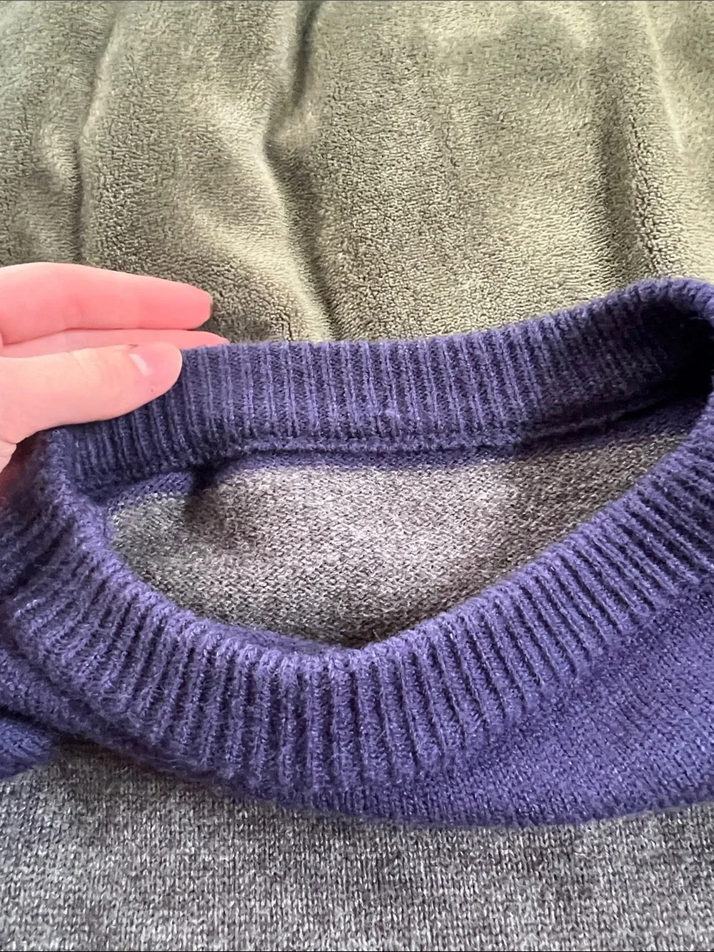 Men's Crewneck Striped Sweater - Blue and Gray